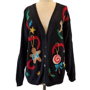 Herman Geist vintage rocking horse and gingerbread man cardigan